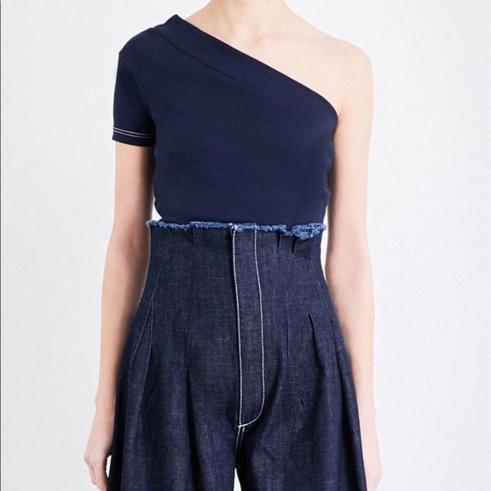 Jacquemus Navy One-Shoulder Tee